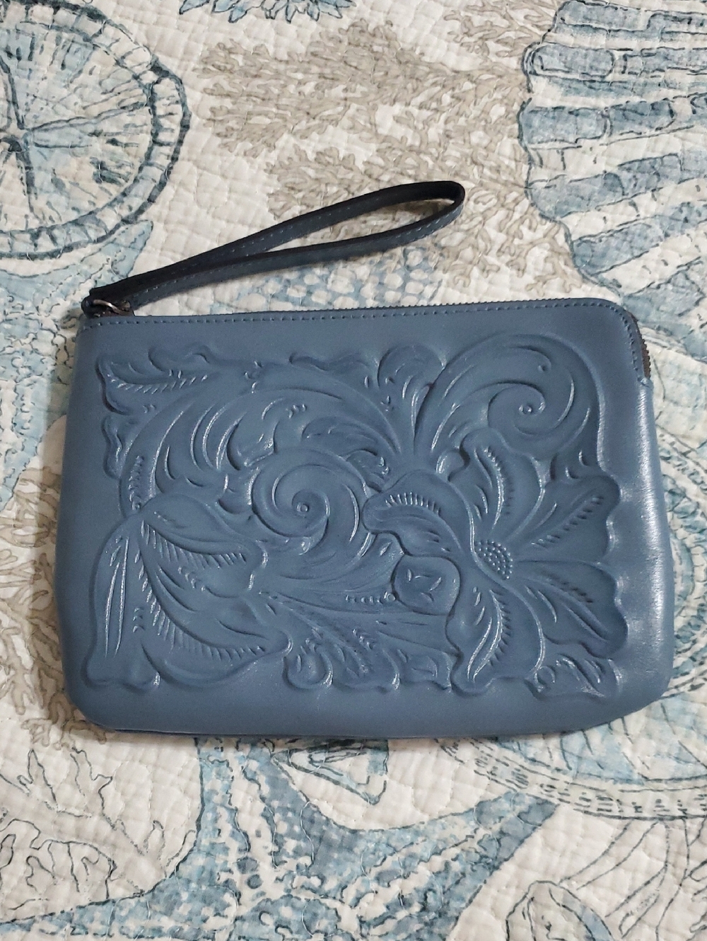 Patricia Nash Embossed Leather Floral Wristlet